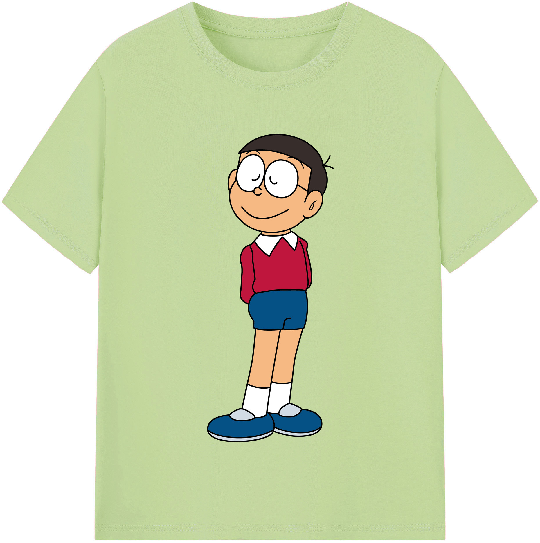 （画像用） ドラえもん 野比 のび太 Doraemon Nobita Nobi 綿100％半袖Tシャツ（フロントプリント）